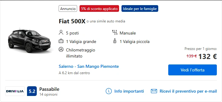 Salerno Noleggiami: Noleggio di auto a Salerno 1